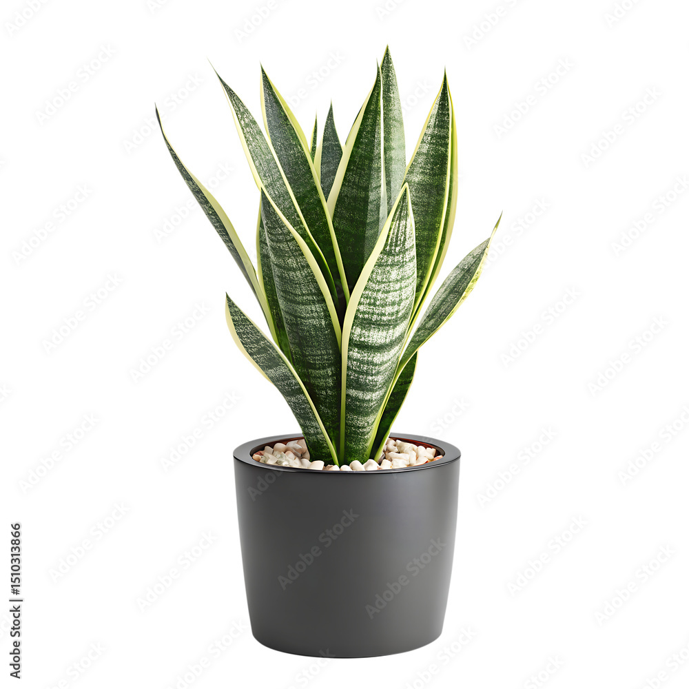 Green Snake houseplants in a white pot with thick leaves, isolated on a white background Green Snake houseplants in a white pot with thick leaves, isolated on a white background