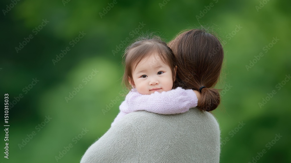 A tender moment between a mother and her child, showcasing love and affection. The serene background adds to the warmth of the scene, perfect for family-oriented themes. A tender moment between a mother and her child, showcasing love and affection. The serene background adds to the warmth of the scene, perfect for family-oriented themes.