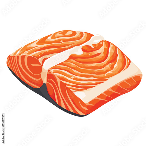 Salmon Fish Meat Cut Icon Vector Illustration Isolated on White Background for Culinary Designs and Seafood Concepts