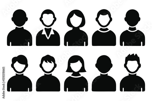 Diverse collection of black and white avatar icons representing various individuals