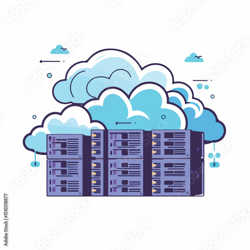 Professional Servers with Cloud Storage Related Icon Image Vector for Technology Use