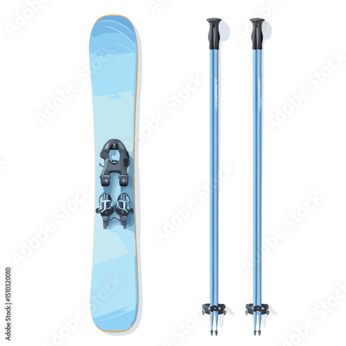 Professional Ski Equipment Vector Illustration for Skiing Enthusiasts and Winter Sports Fans