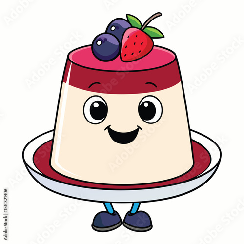 Panna cotta with berry compote creamy Italian dessert in glass