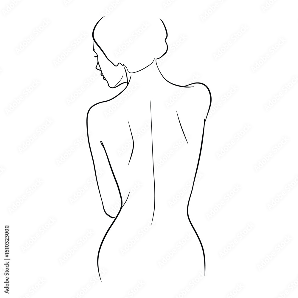 Fototapeta premium Minimalist Female Back Line Art Vector