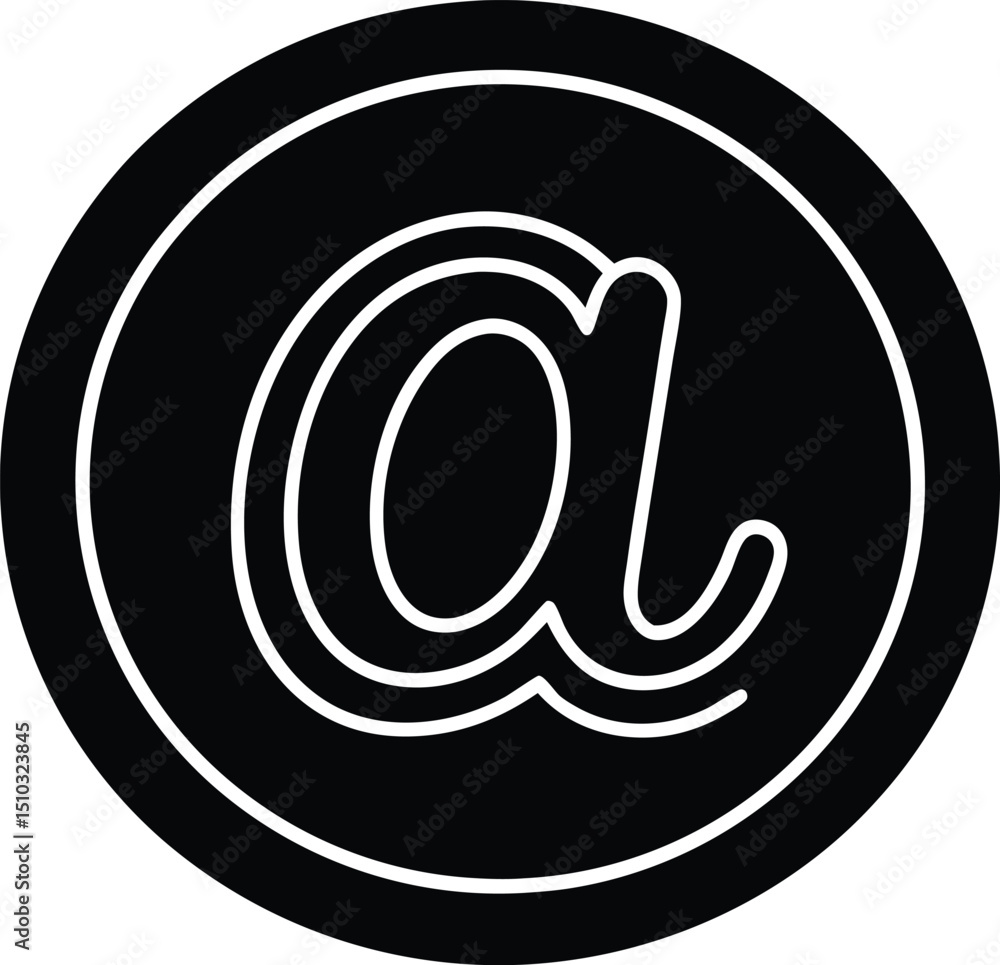 Obraz premium Black Circle Encasing White Outline of the At Symbol Floating on White Background