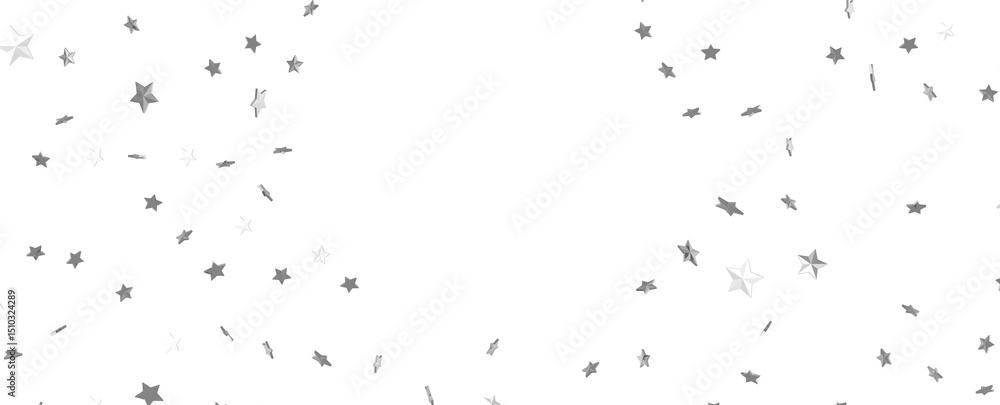 Fototapeta premium sparkling Christmas confetti falling isolated on white. magic shining flying stars glitter backdrop, sparkle border