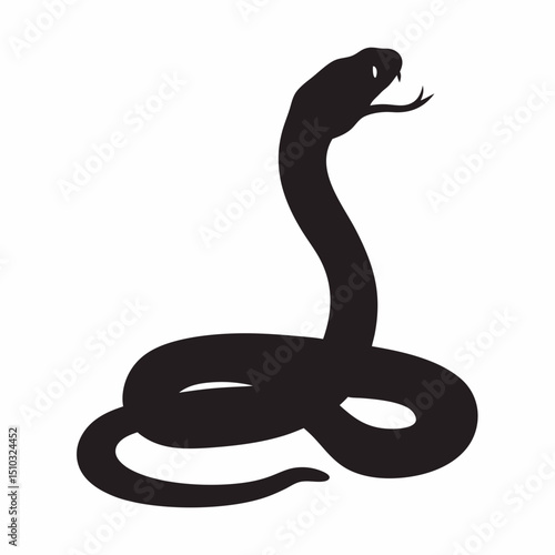Wallpaper Mural Silhouette of a snake coiled with its head raised and tongue sticking out against a white background image Torontodigital.ca