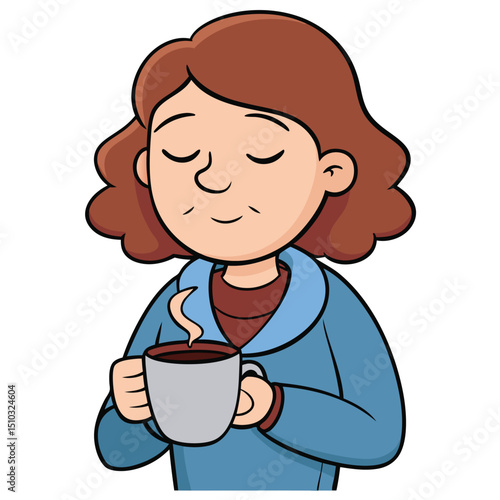 Tired woman holding coffee cup needing morning energy wake up routine