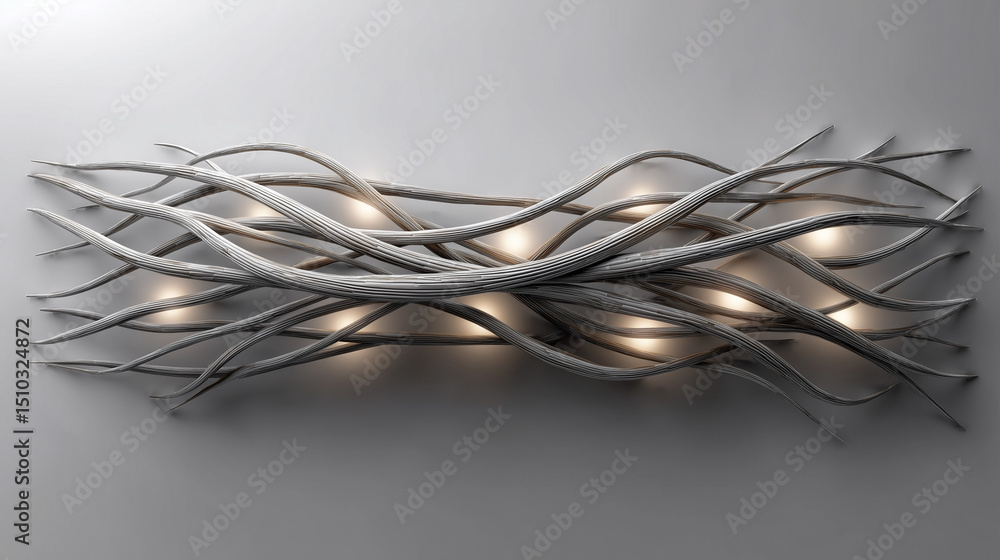 Modern wall light fixture with abstract design and soft glow Modern wall light fixture with abstract design and soft glow