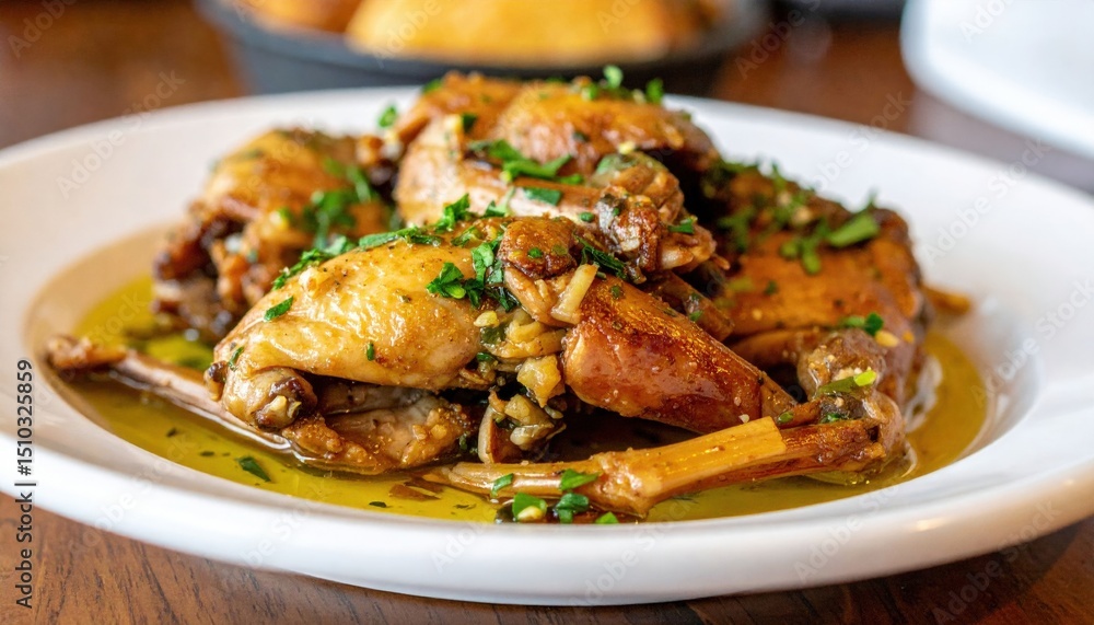Roasted Chicken Dish On White Plate Roasted Chicken Dish On White Plate