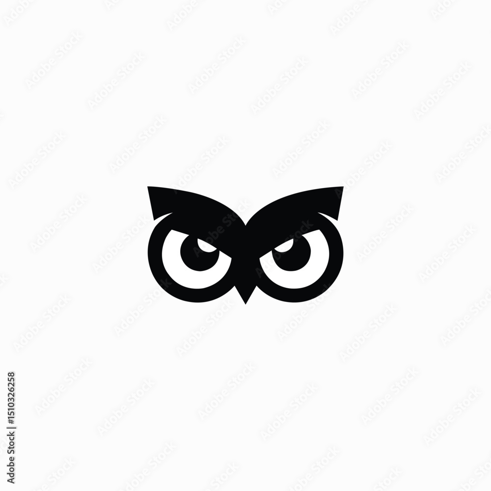 Fototapeta premium Halloween Owl Eyes Icon Silhouette on White Background. Spooky Vector Illustration