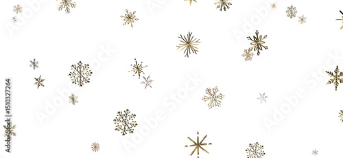 Glistening Snow Shower: Striking 3D Illustration Showcasing Falling Holiday Snowflakes
