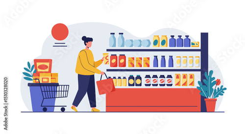 Man shopping in grocery store aisle