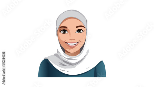 Bright and Happy Hijabi Girl Character Vector

