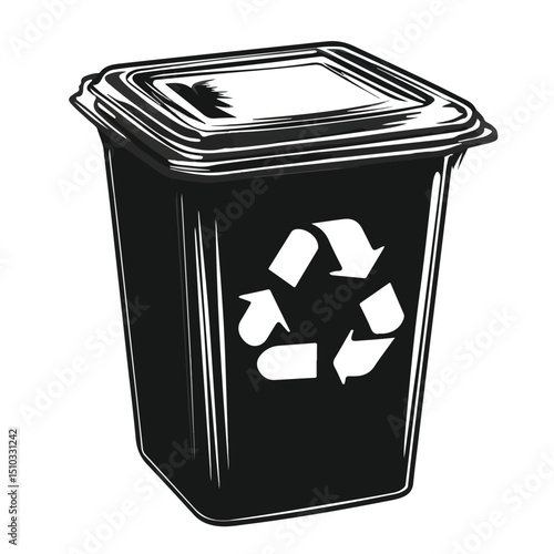 Professional Black and White Recycle Trash Can Symbol Vector Illustration