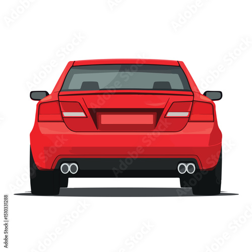 Professional Red Car Back Isolated Icon Vector Illustration for Design Projects