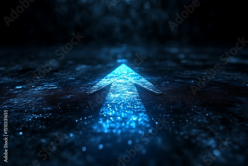 Glowing blue arrow path forward success future