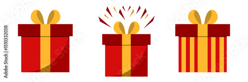 Gift box icon. Gifts and presents for holiday celebration and special sales offer. birthday celebration, special give away pack Isolated birthday or anniversary box with wrapping paper 