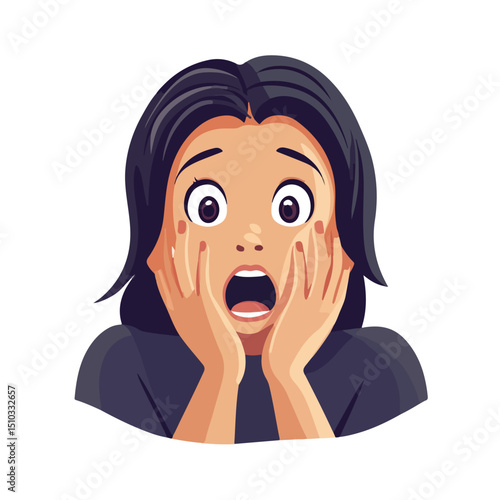 Vector Illustration of a Scared Woman Icon on White Background for Web and Print Projects