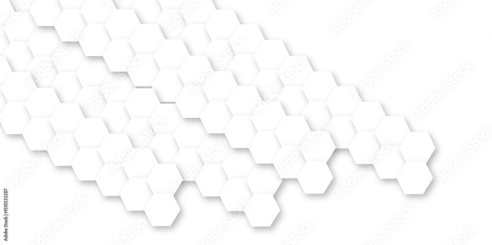 Obraz premium clean, modern background with white hexagons and subtle gray shadows, creating a modern geometric pattern