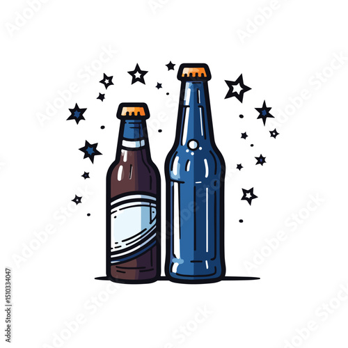 Elegant Shot and Beer Bottle Icon on White Background for Bar and Restaurant Promotions