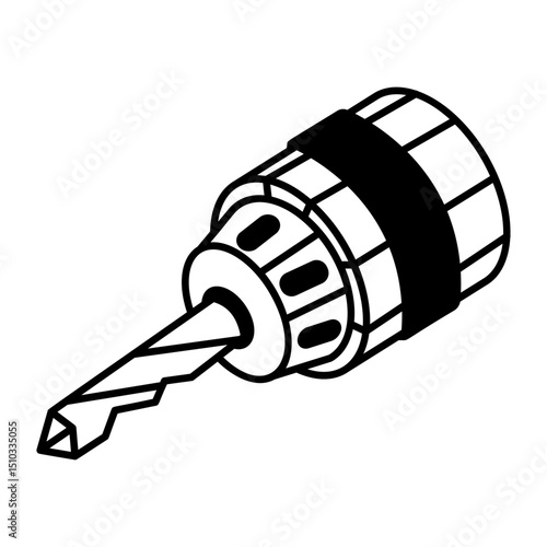 A hand drawn style icon showing a drill head tool
