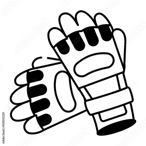 A hand drawn style icon of gloves
