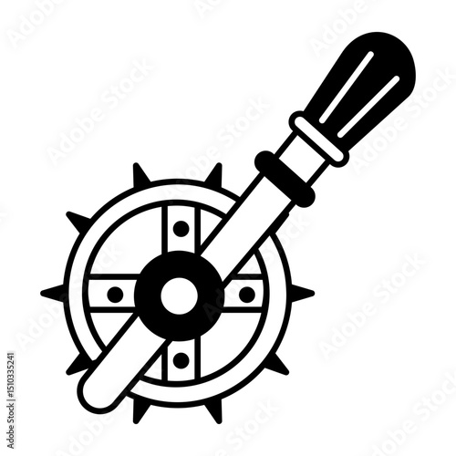 A hand drawn style icon depicting a crank drill tool
