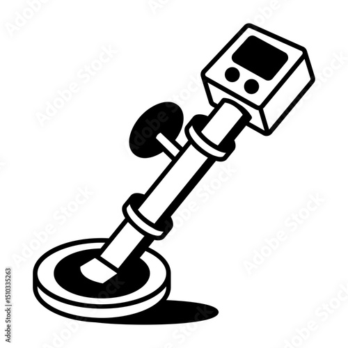 A hand drawn style icon depicting a metal detector

