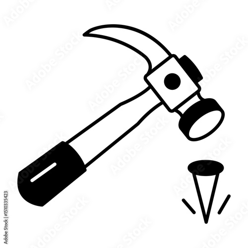 A hand drawn style icon depicting a hammer tool
