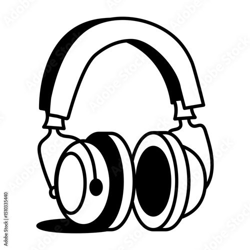 A hand drawn style icon of safety headphones 
