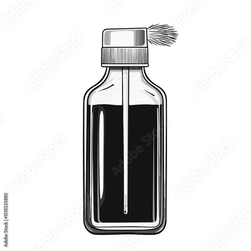 Professional Dental Hygiene with Black and White Vector Mouthwash Illustration