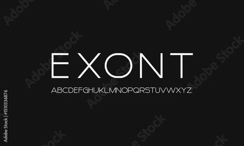 Sans serif typography font vector. Modern clean regular character set. Creative alphabet basic typeface. Digital letter type style. Logo art banner poster flyer billboard text graphic design
