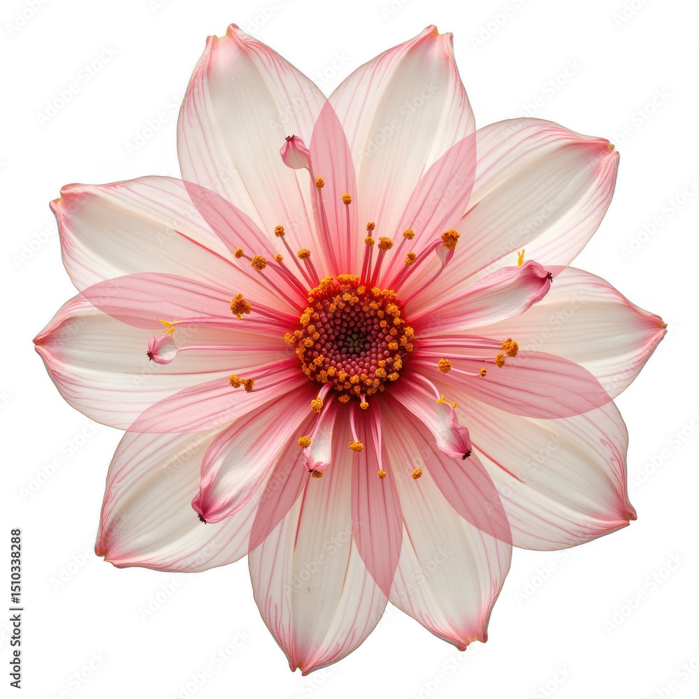 Delicate flower with pink tips, intricate petal details, vibrant colors, ideal for nature themes or floral designs. Isolated on white background or PNG Delicate flower with pink tips, intricate petal details, vibrant colors, ideal for nature themes or floral designs. Isolated on white background or PNG