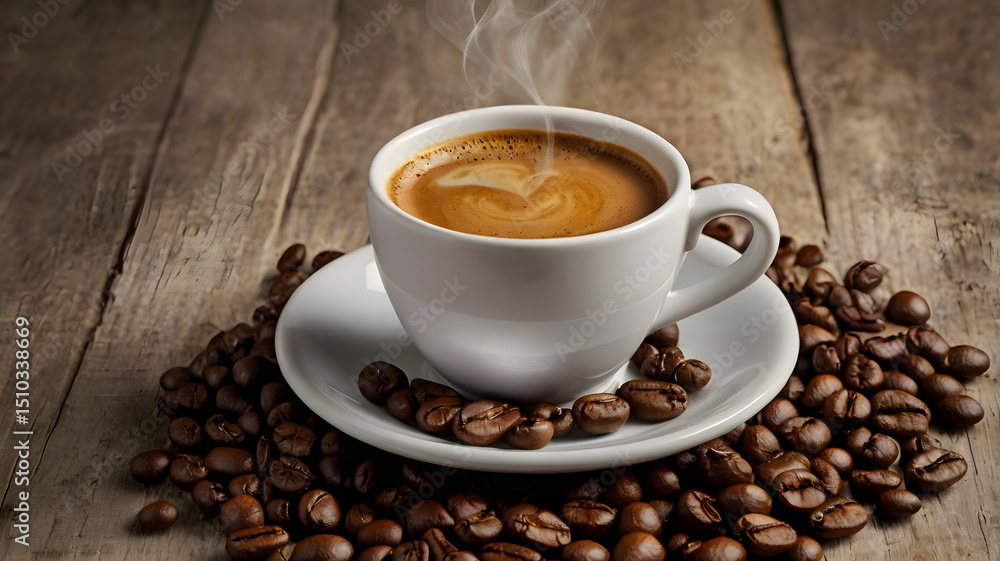 cup of coffee with beans, ai generated cup of coffee with beans, ai generated