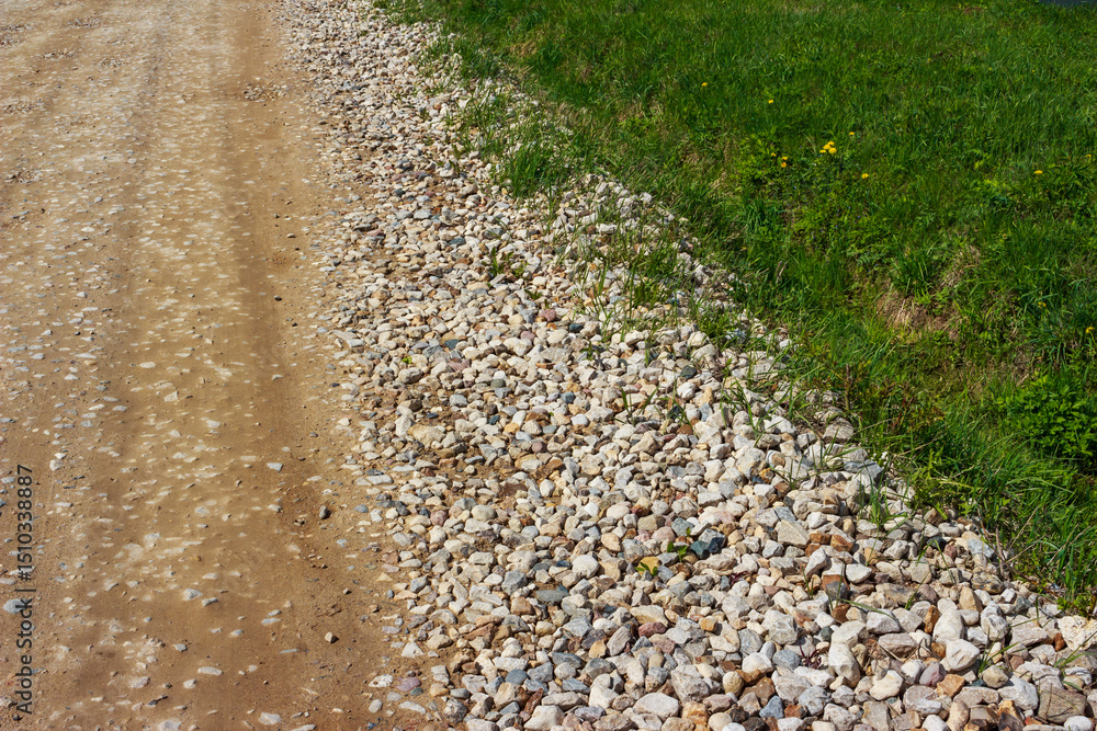 Shoulder of a country gravel road Shoulder of a country gravel road