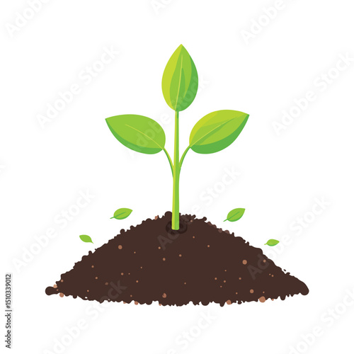 Green plant in soil icon vector illustration for nature websites and gardening blogs