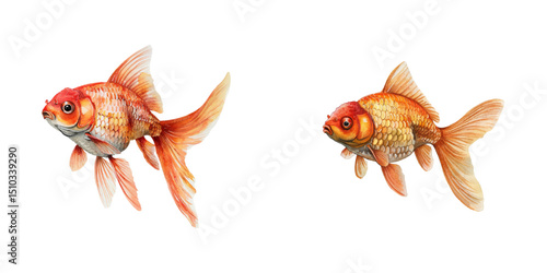 cute goldfish watercolor vector illustration
