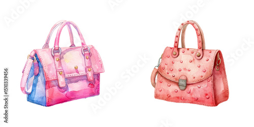 cute hand bag watercolor vector illustration