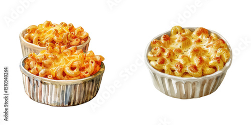 macaroni cheese watercolor vector illustration