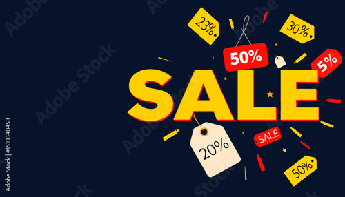 Attractive poster with discounts on a dark background