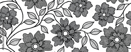 Wallpaper Mural Abstract flower and leaves seamless pattern with dotted style. floral pattern, flower pattern. Torontodigital.ca