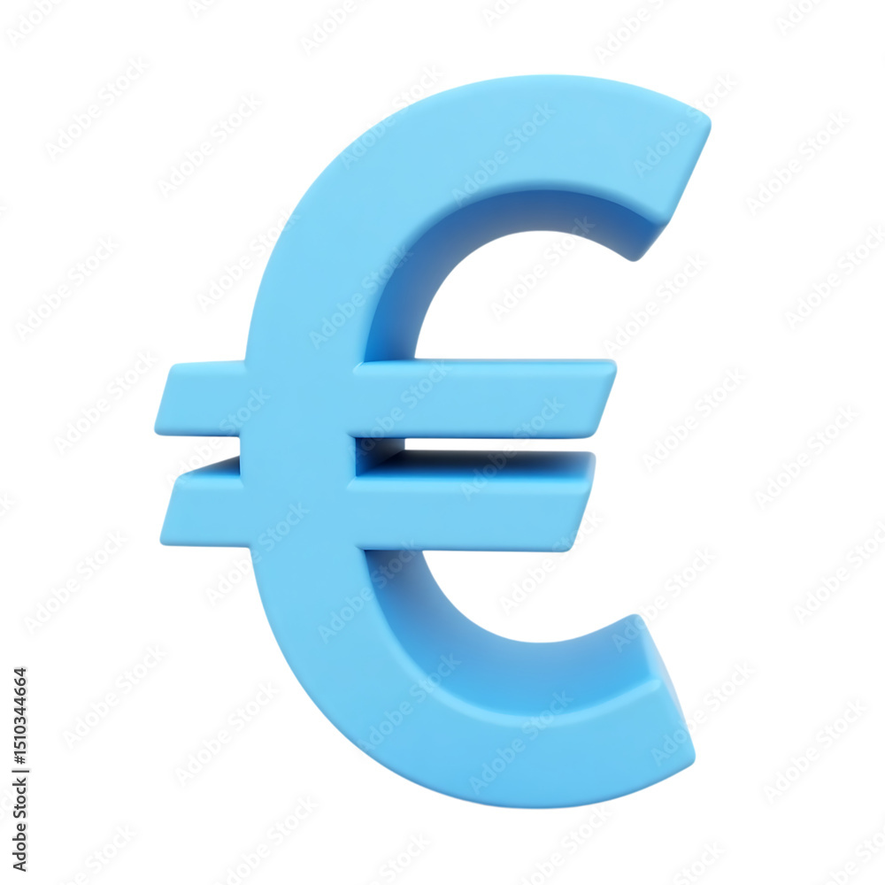 Fototapeta premium Light blue euro symbol isolated on transparent background