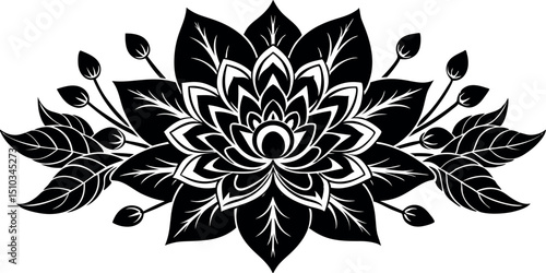 Elegant black and white floral design element