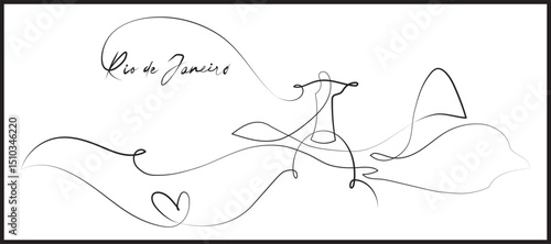Rio de Janeiro line art drawing. Vector poster. Living room poster, wall decoration poster 