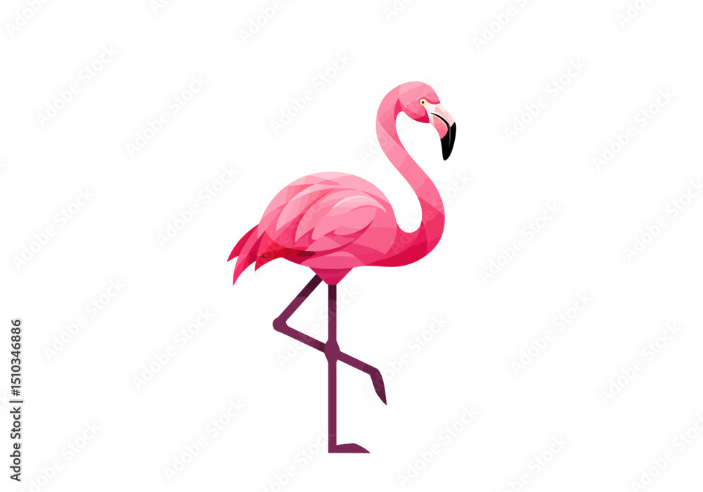 Fototapeta premium Stylized Pink Flamingo Standing on One Leg