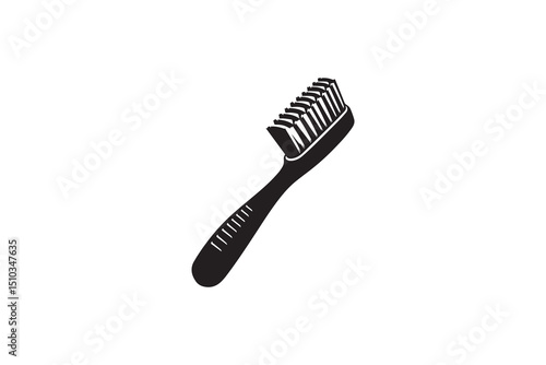 A black-and-white tooth  brush  bag against a white background in a straightforward and inconspicuous vector silhouette
