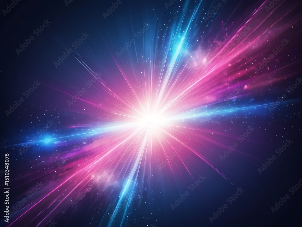 Colorful Cosmic Light Burst with Radiant Neon Rays and Galactic Starfield Effect - ai Colorful Cosmic Light Burst with Radiant Neon Rays and Galactic Starfield Effect - ai