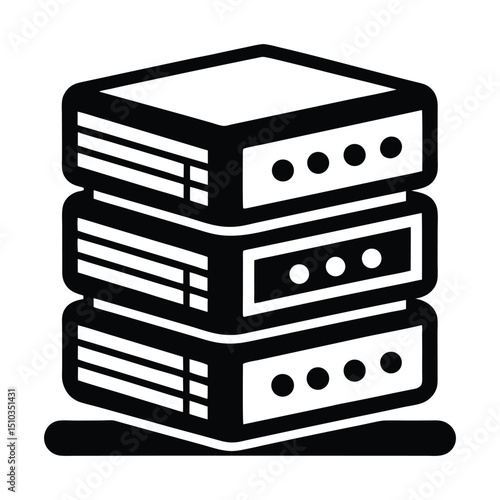 Simple black and white server icon for websites and apps