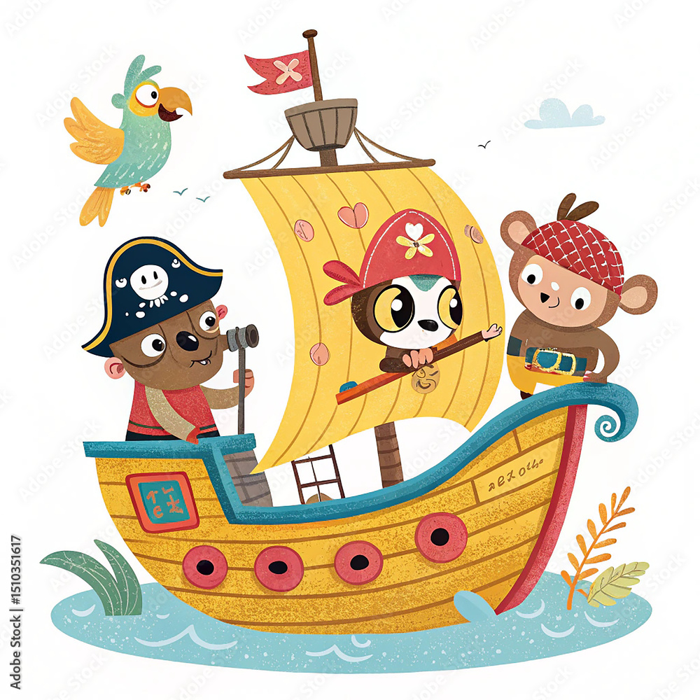 Obraz premium cartoon pirate ship